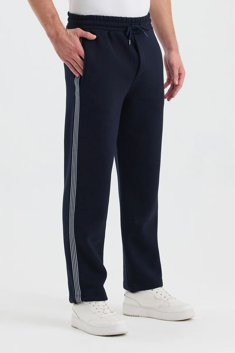 Cool Tarz Men's Regular Stripe Detailed Lace-Up 3 Thread Sweatpants