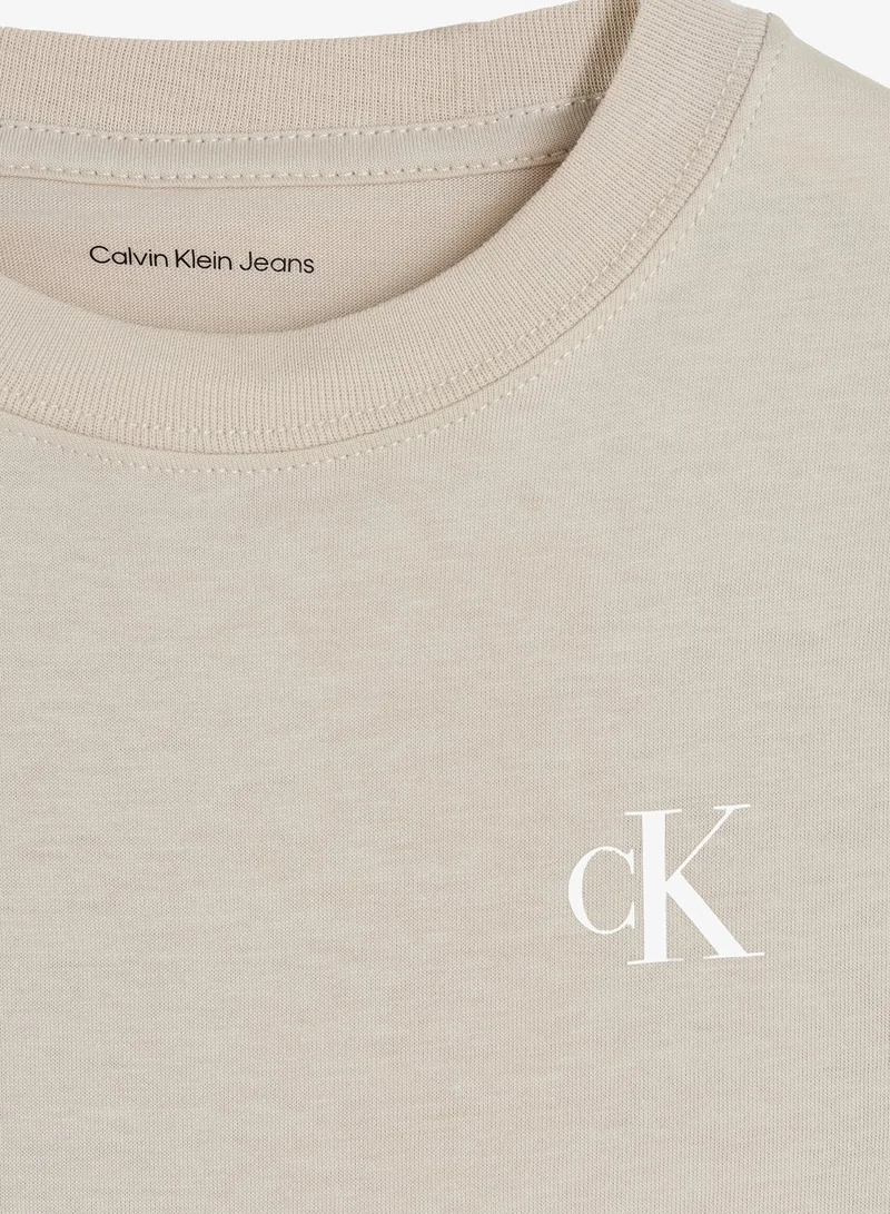 Calvin Klein Jeans OATMEAL 13-0401 TCX 2-Pack Monogram Logo T-Shirts for Men | Best Price UAE