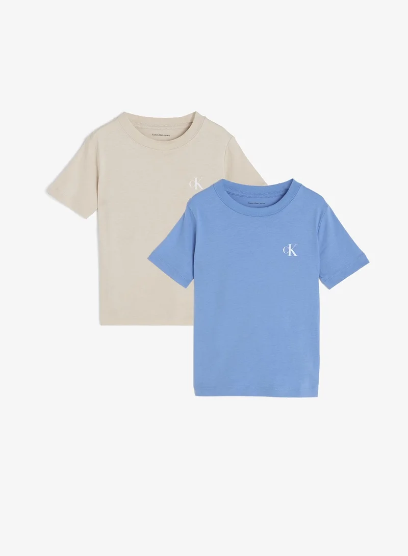 Calvin Klein Jeans OATMEAL 13-0401 TCX 2-Pack Monogram Logo T-Shirts for Men | Best Price UAE
