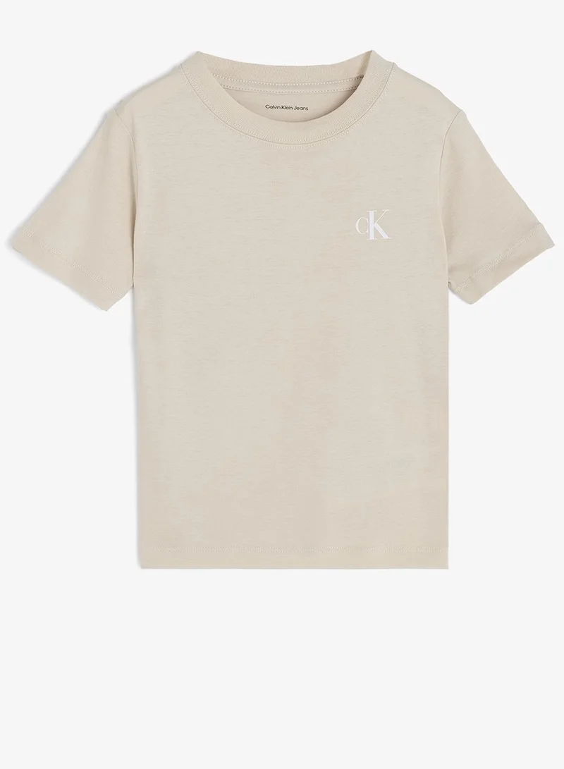 Calvin Klein Jeans OATMEAL 13-0401 TCX 2-Pack Monogram Logo T-Shirts for Men | Best Price UAE