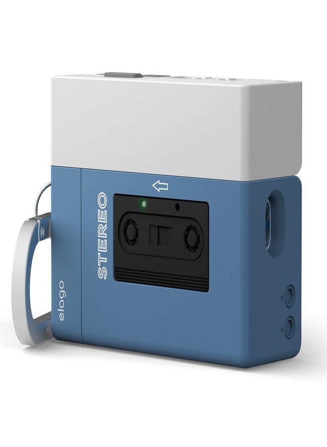 elago Cassette Tape Player Case Compatible with AirPods Pro 3 Case Cover, Carabiner Included, Wireless Charging, Shock Resistant, Full Protection, for Men, for Women (Blue) - Image 1