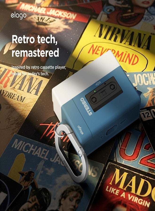 elago Cassette Tape Player Case Compatible with AirPods Pro 3 Case Cover, Carabiner Included, Wireless Charging, Shock Resistant, Full Protection, for Men, for Women (Blue) - Image 3