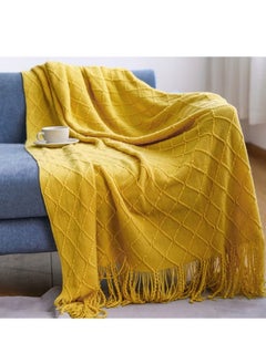 EzzySo Tassel Design Soft Blanket Keep Warm Cotton Yellow 127 x 172cm 