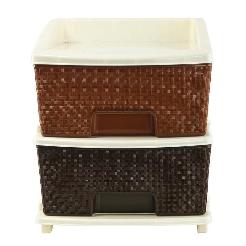 Kuber Industries Kuber Industries 2Layer Plastic Modular Storage Drawer for Home Kitchen Office Chest of Drawers Racks for Storage Multipurpose Dress Toys Organizer for Kids Room Multi Brown  - Image 3