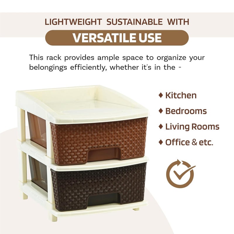 Kuber Industries Kuber Industries 2Layer Plastic Modular Storage Drawer for Home Kitchen Office Chest of Drawers Racks for Storage Multipurpose Dress Toys Organizer for Kids Room Multi Brown  - Image 5