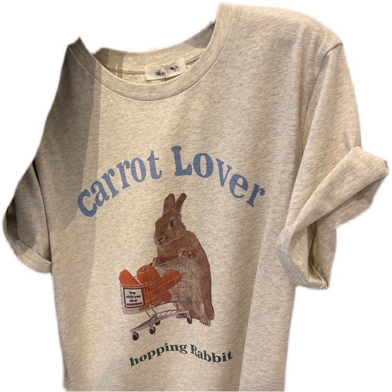 American Retro Cartoon Printed Round Neck Cotton Short-Sleeved T-Shirt Women'S Summer Loose Half-Sleeved Top - Image 3