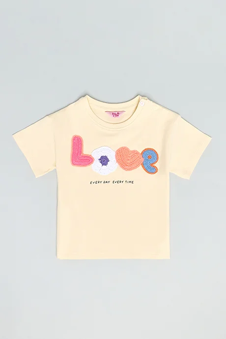 R&B Crocheted T-Shirt with Crew Neck and Short Sleeves