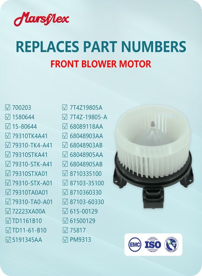 Marsflex محرك مروحة التبريد الأمامي Marsflex 700203 لسيارات دودج رام 1500 و2500 و3500 موديلات 2007-2018، وهوندا CRV وأكورد وبايلوت وأوديسي موديلات 2007-2017، وجيب باتريوت ورانجلر موديلات 2008-2016 - Image 3