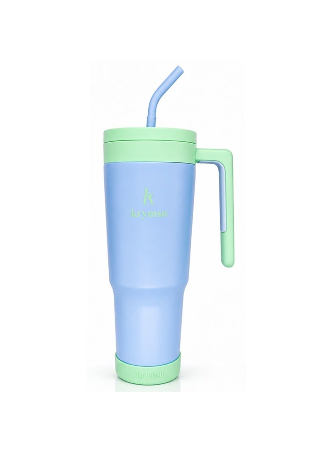 KRYMSO 1200ml Stainless Steel Tumbler with Handle, Straw Lid, Silicon Base, Vacuum Insulated, Leak-Proof, Reusable Travel Mug for Coffee, Smoothie, Water, Iced Drinks - Image 1