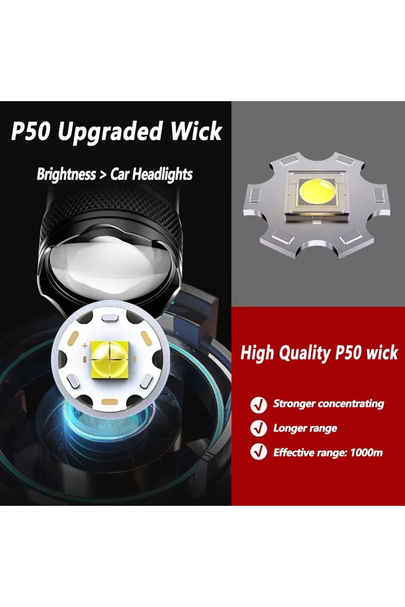 erorex S384-a High Strong Power Led Flashlights 300000lm Tactical Torch With Display Light Usb Charging Cam - Image 3