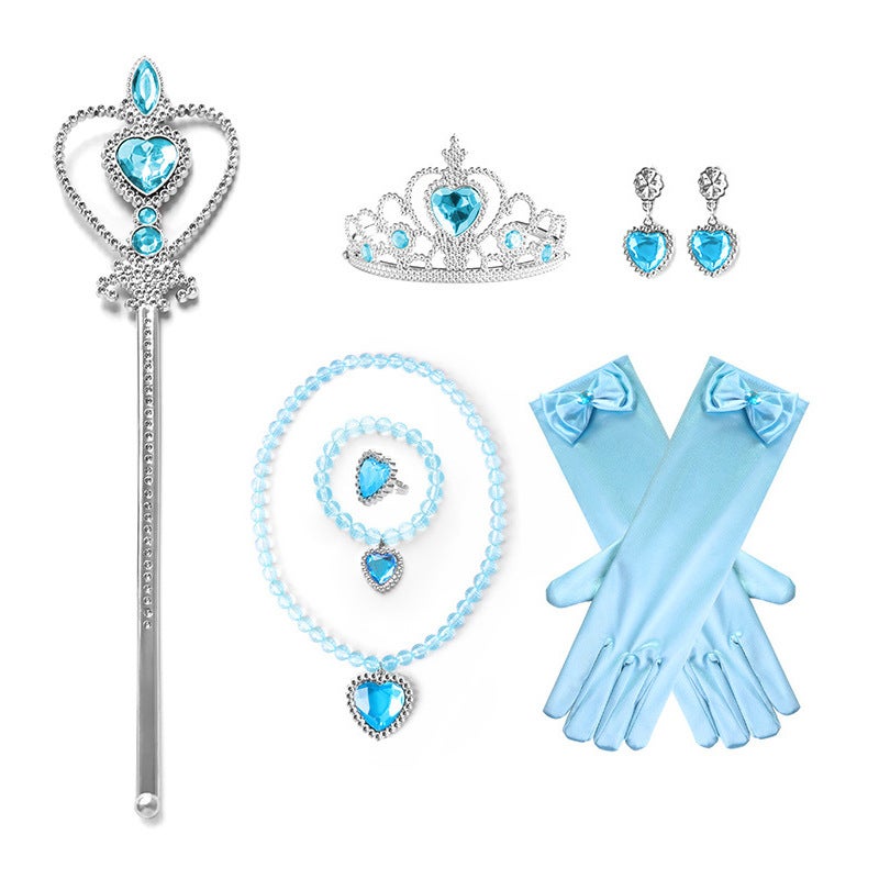 Generic Frozen Princess Heart Necklace Set PS446 blue combo
