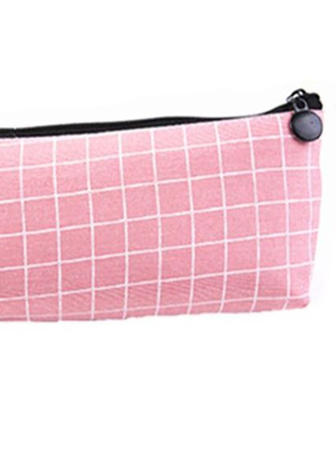 Loquat Plaid Cylinder Pencil Case Pink/White - Image 2