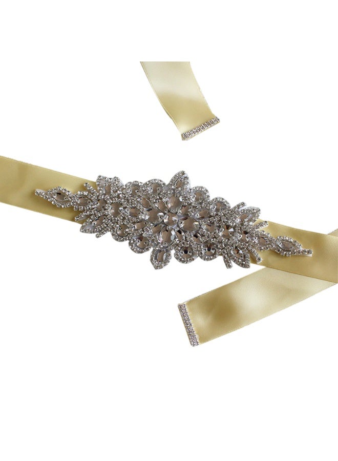 Women Girls Flower Sash Belt，for Wedding Bride/Baby Shower Dress (Champagne) - Image 4