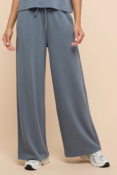 أر أند بي Solid Knitted Pants with Drawstring Waist