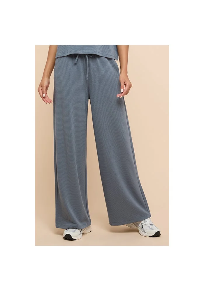 أر أند بي Solid Knitted Pants with Drawstring Waist