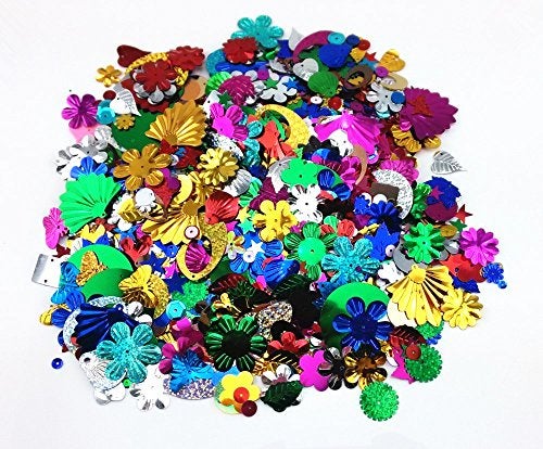 Honbay 100 Gram Mixed Sequins and Spangles Craft Supplies, Assorted Shapes, Color and Sizes - Image 4