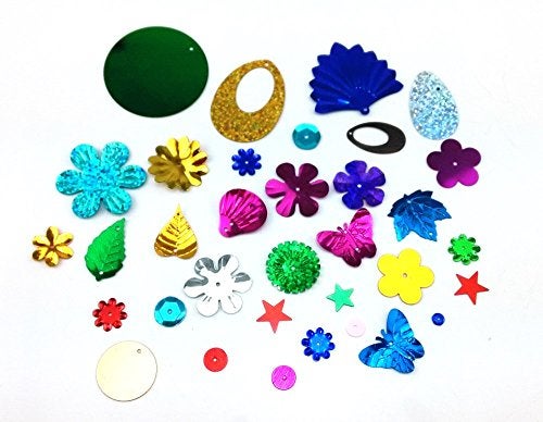 Honbay 100 Gram Mixed Sequins and Spangles Craft Supplies, Assorted Shapes, Color and Sizes - Image 2