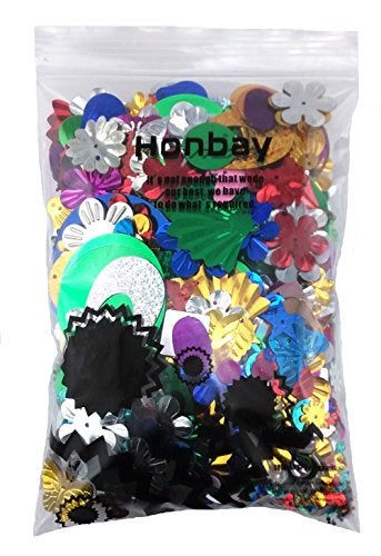 Honbay 100 Gram Mixed Sequins and Spangles Craft Supplies, Assorted Shapes, Color and Sizes - Image 3