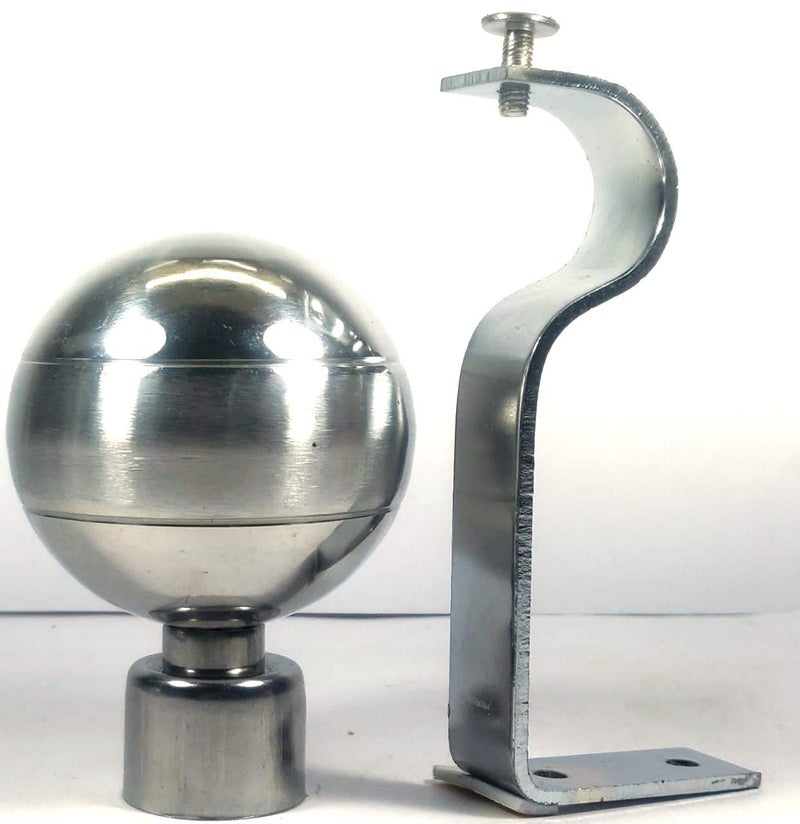 25 Home Decor Home Decor Stainless Steel Two Tone Curtain Finials Style Full Ball Brackets Set of 6 pc  - Image 1