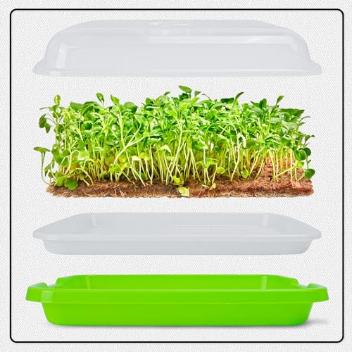 warmfarm Microgreens Growing Trays with Lids and Coconut Fiber Mat,Seed Sprouter Tray with Drain Holes,Seed Starter Tray Reusable,Microgreens Growing Trays,Cat Grass Growing Kit for Indoor Cats (Pack 5) - Image 3