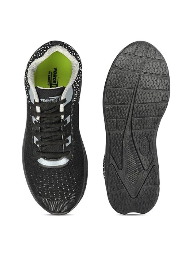 Liberty Force 10 MATCHER-3E Lacing Sports Running Shoes for Men - Black | Comfortable and Durable | Suitable for Lace-Up Gym, Walking, Jogging & Outdoor Shoes for Gents | Cushioned Footbed - Image 4