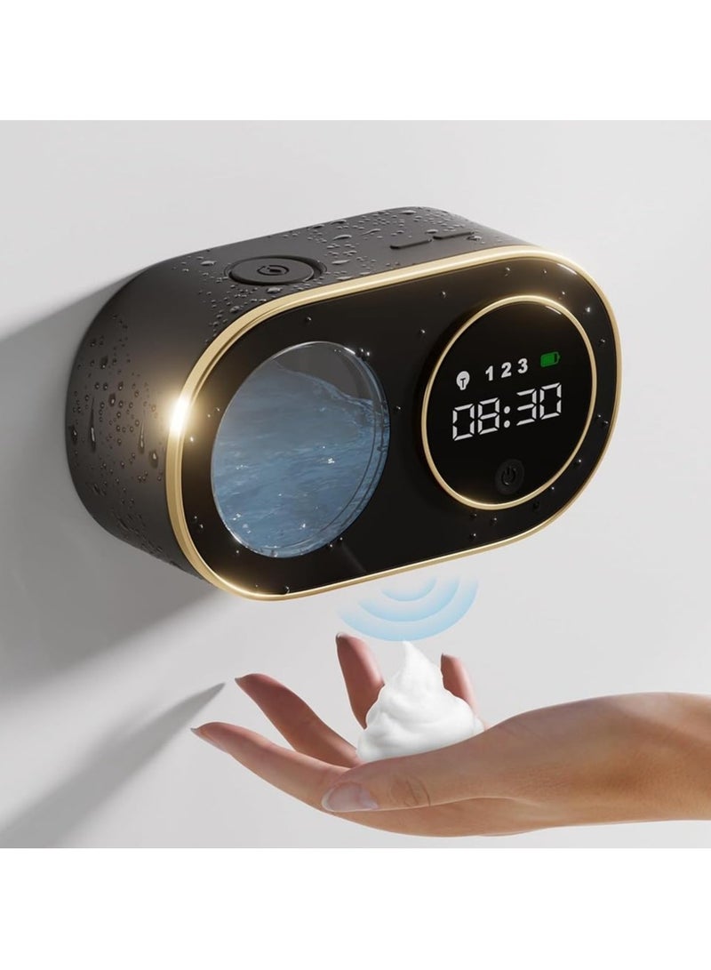 Touchless Rechargeable Foam Soap Dispenser, Smart Wall-Mounted Automatic Soap Dispenser for Bathroom, Kitchen and Commercial Use, Sleek Black Design - Image 1