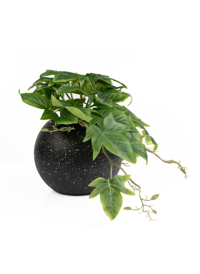 DRAMA HOME Artificial Hanging Plant for Home Décor in Black Pot in a Circular Shape  - Image 2