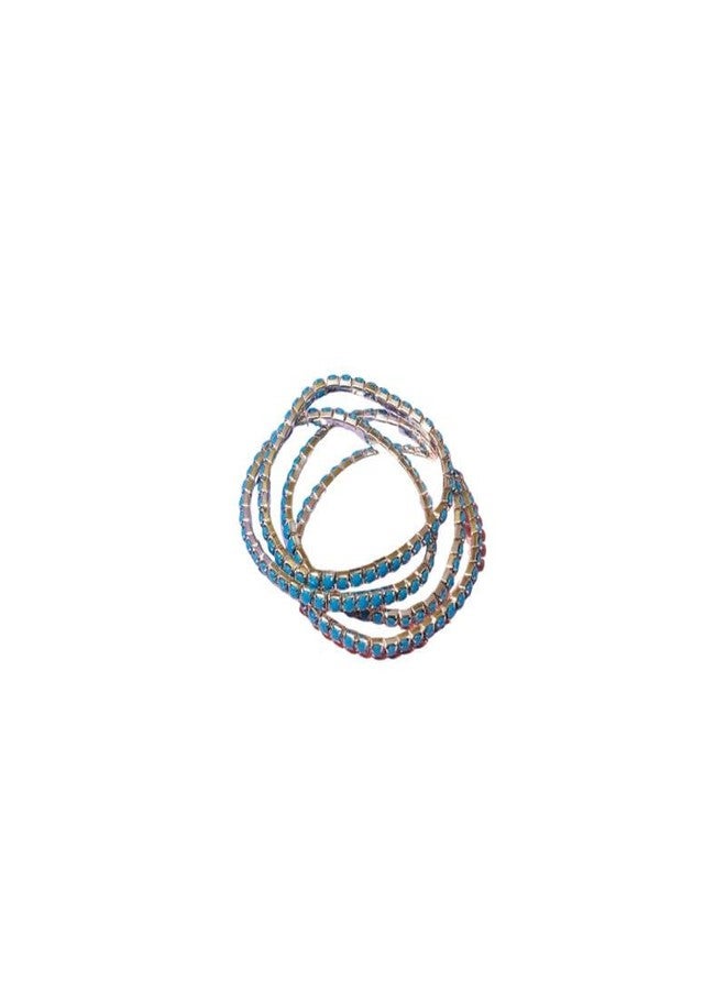 SALTY Anti Tarnish Set of 4 Blue Ivory Stackable Band for Women | Fancy Bracelet | Jewellery Gifts | Hand Band | Latest Fashion Accessories for Girls | Minimal Jewelry Design | Ideal for Gifting | Gift for Diwali, Christmas, Marriage, Birthday - Image 1