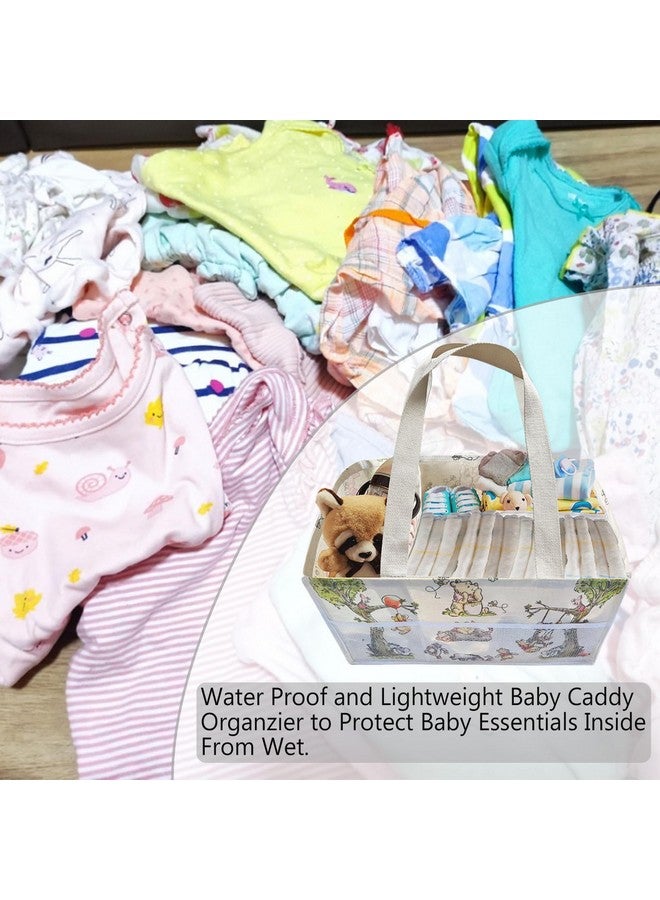 FresherAcc Extra Large Winnie Baby Diaper Caddy Organizer, Baby Wipes Storage Basket for Changing Table, Gift for Newborn Essentials, Baby Shower Must Have, Portable and Foldable for Space Saving (White) - Image 5