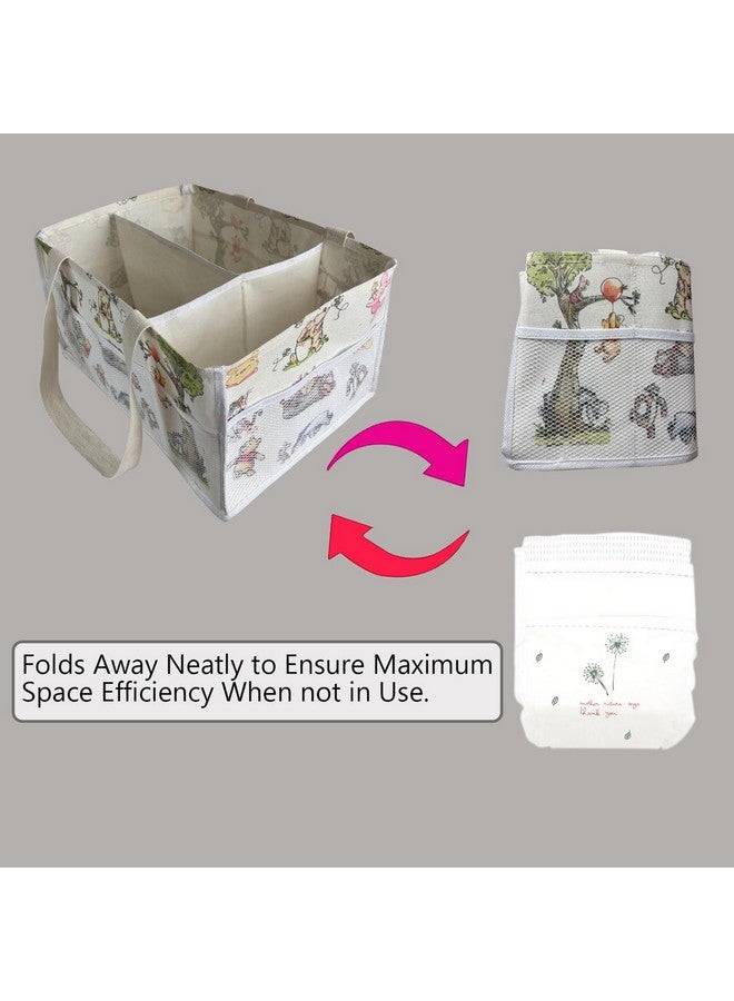 FresherAcc Extra Large Winnie Baby Diaper Caddy Organizer, Baby Wipes Storage Basket for Changing Table, Gift for Newborn Essentials, Baby Shower Must Have, Portable and Foldable for Space Saving (White) - Image 4