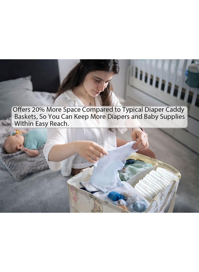 FresherAcc Extra Large Winnie Baby Diaper Caddy Organizer, Baby Wipes Storage Basket for Changing Table, Gift for Newborn Essentials, Baby Shower Must Have, Portable and Foldable for Space Saving (White) - Image 2
