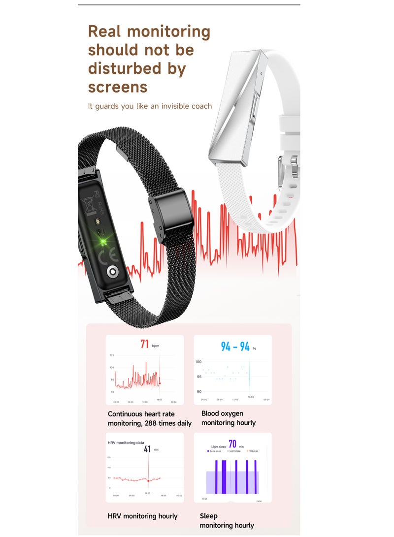 LIGE Call Reminder Smart Bracelet for Men Pedometer Health Monitoring Sport Fitness Tracker with Double Black Changeable band - Image 4