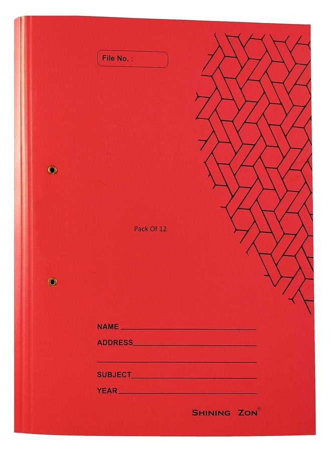 Shining Zon Light Spring File Card Board Cobra File Folder for Documents Files for certificates and documents (Pack of 12 Files, Red Colour) - Image 1