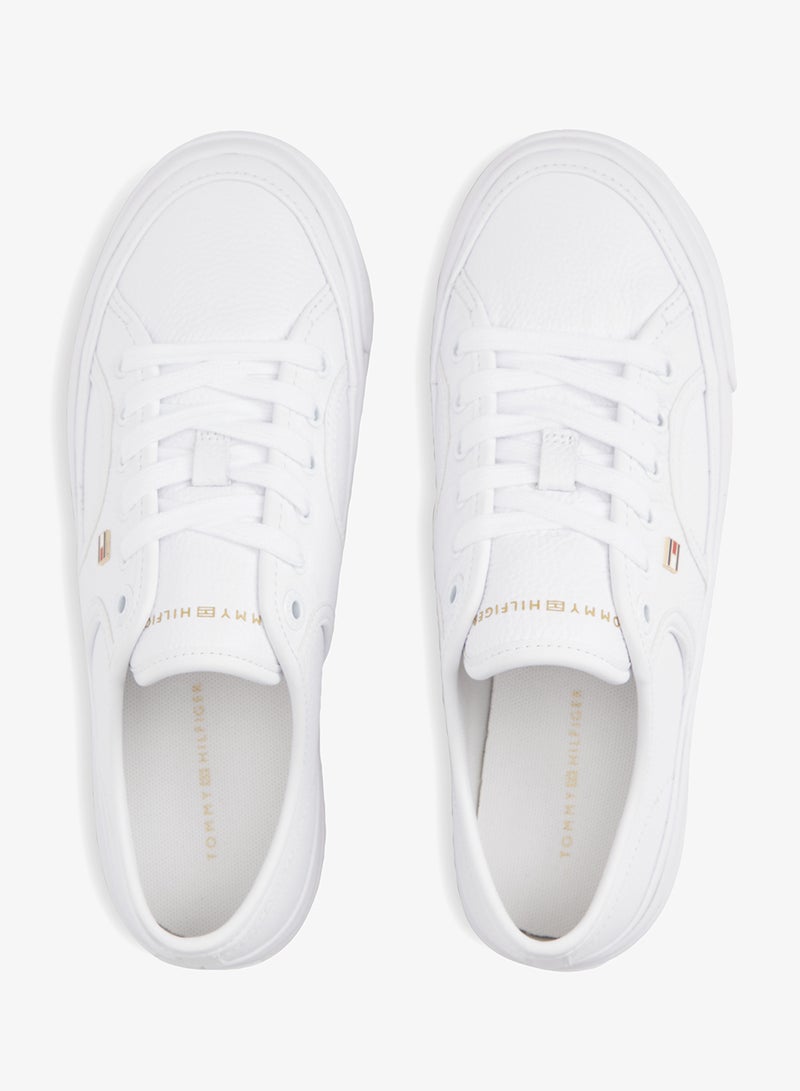 TOMMY HILFIGER Logo Pebble Grain Leather Platform Trainers - Image 5