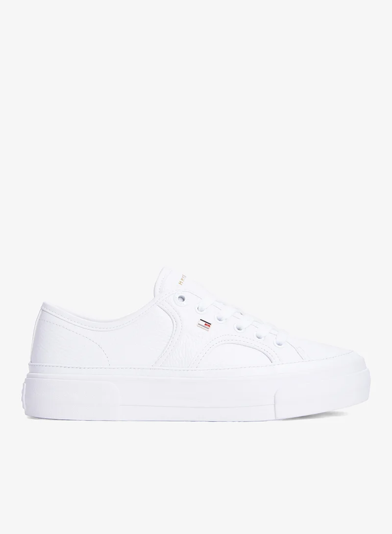Logo Pebble Grain Leather Platform Trainers