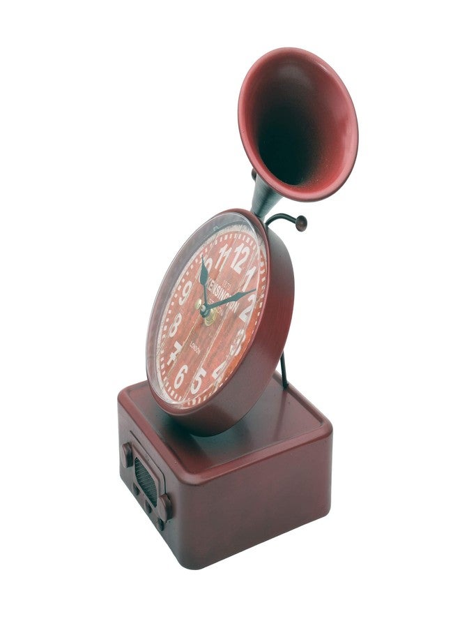 STORE 2508 Store2508 Antique Finish Cast Metal Desk Table Clock Gramophone Design, Nice Gift for Housewarming, Anniversaries, Birthdays and Other Occasions, 28x14x14 Cm (Colour_B) - Image 2