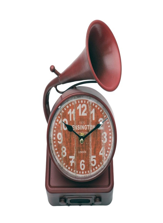 STORE 2508 Store2508 Antique Finish Cast Metal Desk Table Clock Gramophone Design, Nice Gift for Housewarming, Anniversaries, Birthdays and Other Occasions, 28x14x14 Cm (Colour_B) - Image 3