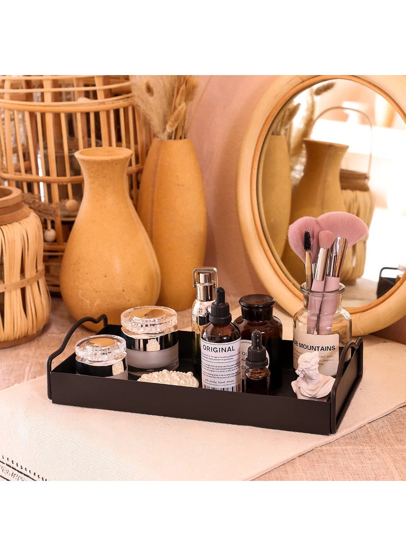 SHIOK DECOR Shiok Decor 1Layer Metal Vanity Tray Countertop Bathroom Hand Towel Storage Organizer Tray Dispenser Sturdy Holder for Perfume Cosmetics Jewellery Makeup Organizer Black  - Image 4