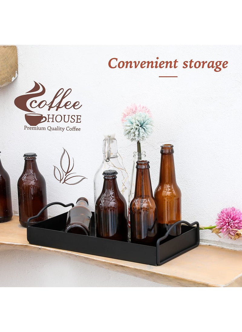 SHIOK DECOR Shiok Decor 1Layer Metal Vanity Tray Countertop Bathroom Hand Towel Storage Organizer Tray Dispenser Sturdy Holder for Perfume Cosmetics Jewellery Makeup Organizer Black  - Image 5