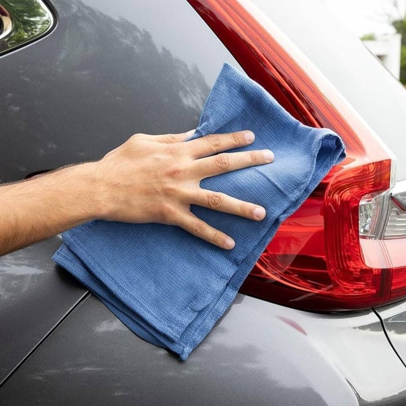 SupremePlus Premium Blue Huck Towels â€“ (12 Pack) 15 x 27 inches 100% Cotton Bulk Towel for General Cleaning, Auto Shop, and Hospital Use, Super Absorbent, Machine Washable Cloth - Image 5
