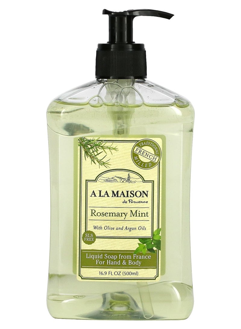 A La Maison De Provence Liquid Soap For Hand Body Rosemary Mint 16.9 fl oz 500 ml