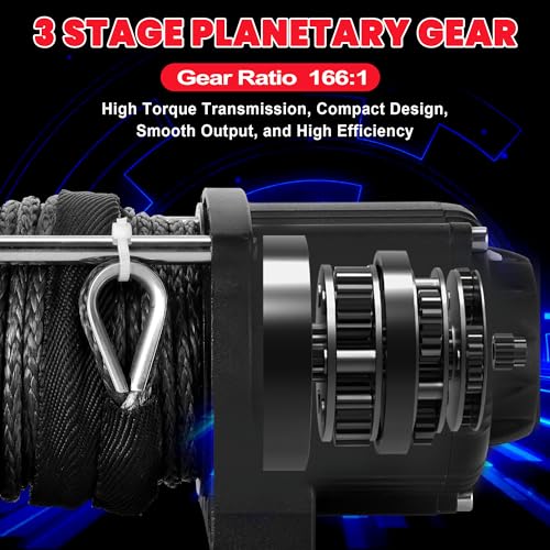OPENROAD 4500 lb ATV/UTV Winch,12V Towing Off-Road Electric UTV Winch with 1/4"×50' Synthetic Rope,Wireless Remote and Rubber Stopper (4500lb with Synthetic Rope) - Image 3