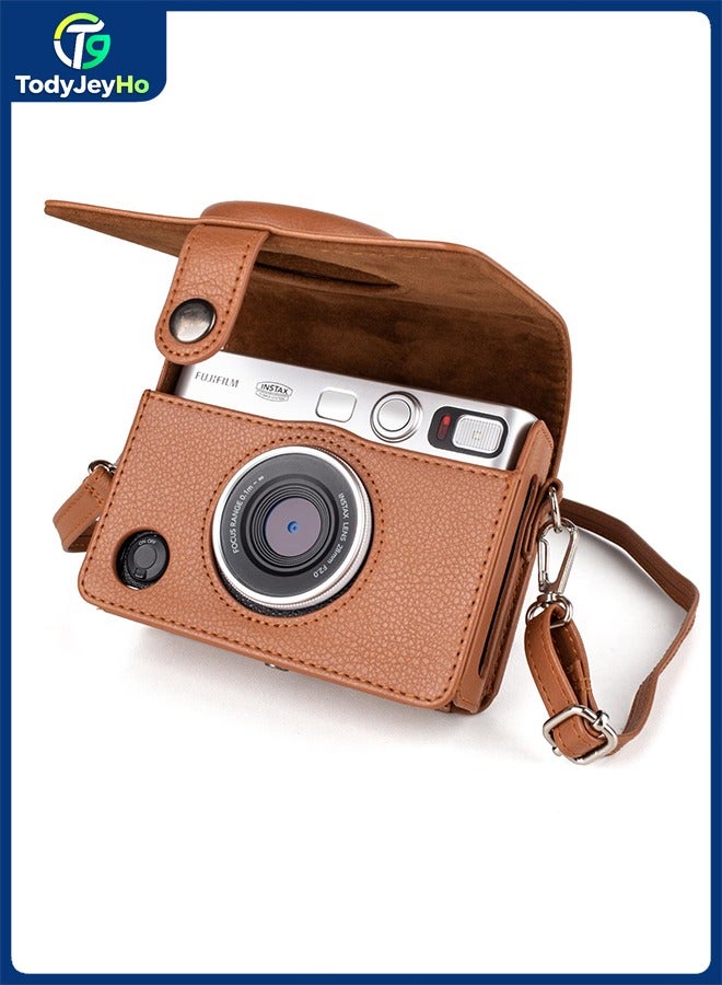 TodyJeyHo Mini EVO Case, Vintage PU Leather Protective Case for Mini EVO Instant Camera, Removable cover with Adjustable Shoulder Strap Battery Charging Port - Brown - Image 1
