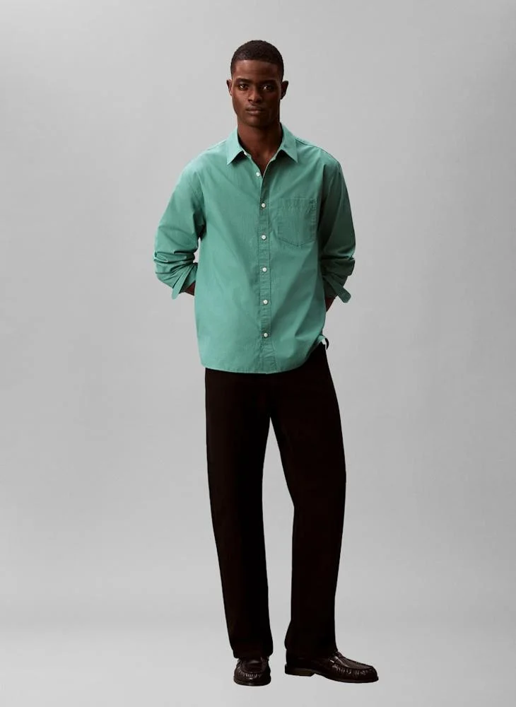 Calvin Klein Jeans  Solid Washed Poplin Relaxed Shirt for Men | Best Price UAE