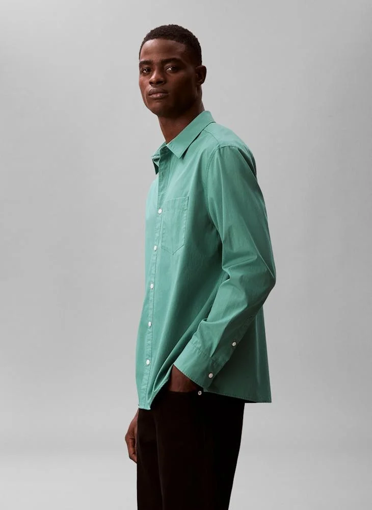 Calvin Klein Jeans  Solid Washed Poplin Relaxed Shirt for Men | Best Price UAE