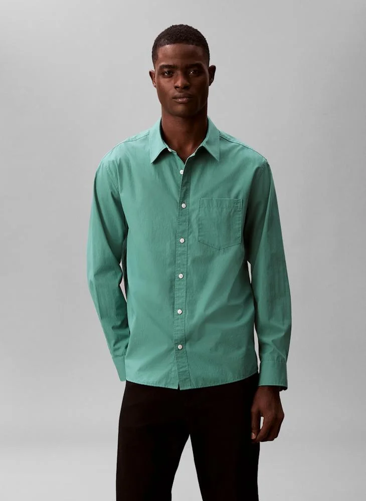 Calvin Klein Jeans Solid Washed Poplin Relaxed Shirt