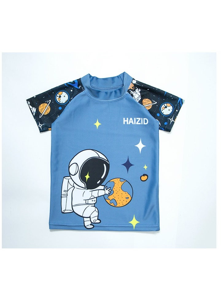 Generic - Astronaut Print Kids Swimwear Set (3-Piece) with Swim Cap – Comfortable & UV-Protective - Image 1