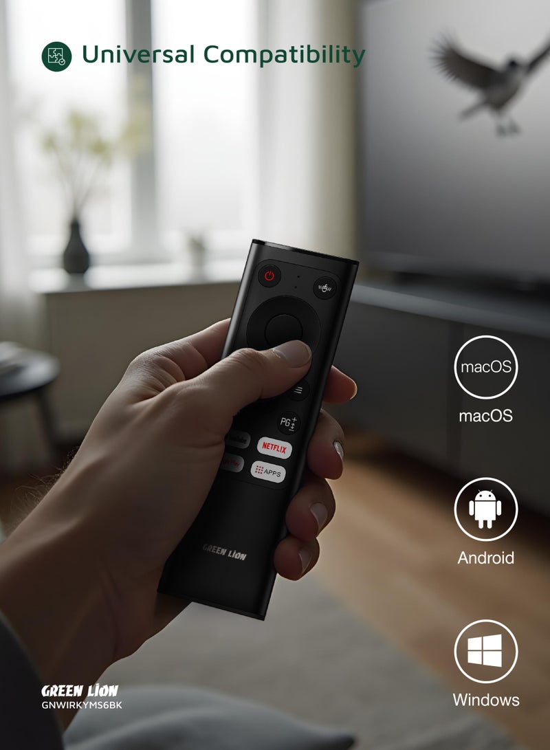 GREEN LION Wireless Remote Pro with Keyboard and Mouse / Compatible with Android/Windows/Mac OS/Linux / Voice Assistant / Smart Remote Control / IR Remote / Air Mouse / Mini Keyboard - Black - Image 4