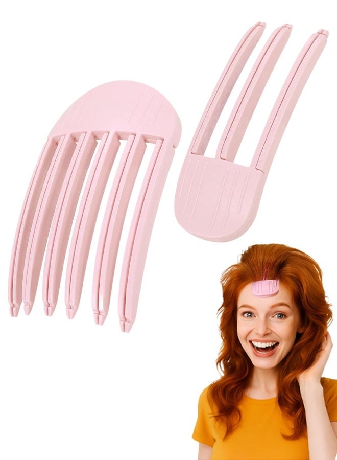 2PCS Hair Volume Clips & Root Lifter Comb: Volumizing Hair Clips for Styling, Bangs, and Curly Hair - Easy Root Lift for Fine or Thick Hair - Hair styling clips, volume clips for roots included (Pink) - Image 1