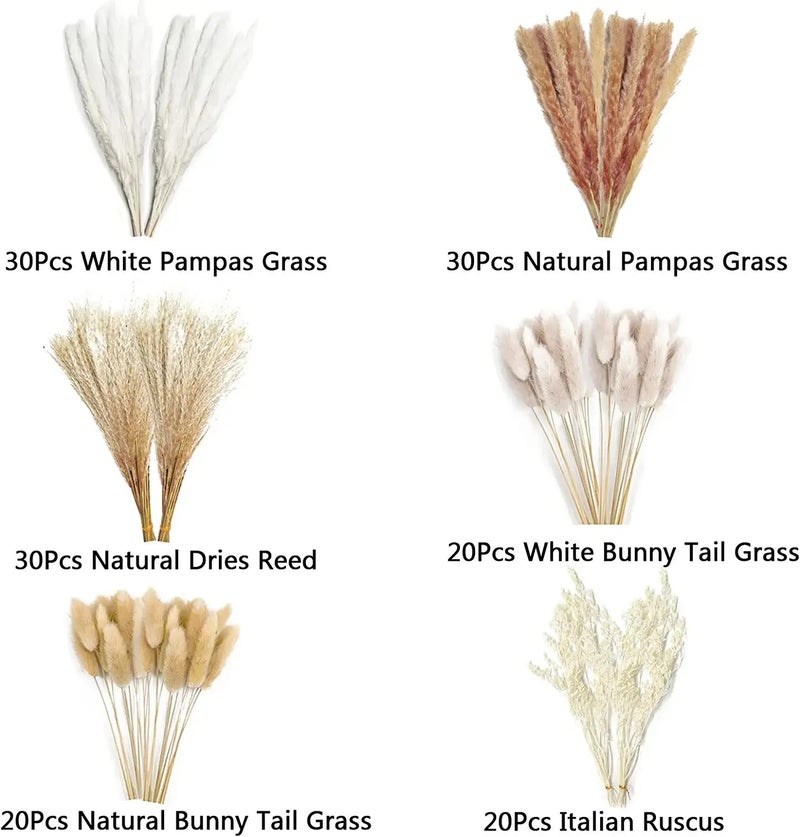 Bluejw G36 Wedding Decor Pampas Grass Bouquet - Boho Dried Flowers Mix with Bunny Tails & Natural Dried Plants for Christmas Home Decor - Image 1
